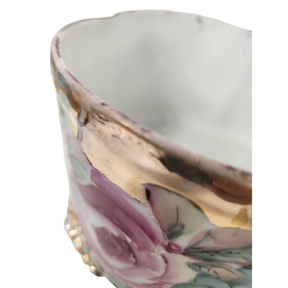 Antique Hand Painted Roses Porcelain Jardiniere Planter - Picture 8 of 16